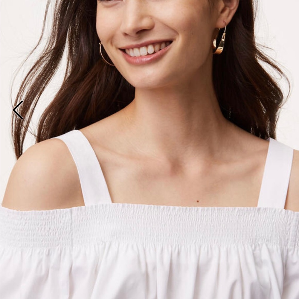 LOFT L/XL Smocked Strappy Off Shoulder - Picture 2 of 4
